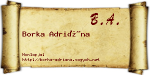 Borka Adriána névjegykártya